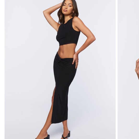 ✨NWT✨ FOREVER 21 Slinky Crop Top and Midi Skirt Set - Picture 4 of 9